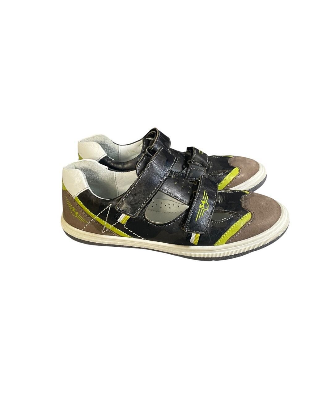 Lasocki Young Youth Boys Brown/Green 2 Adjustable Strap Shoes Size 31 (13.5)